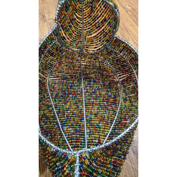 Set Of 2 Handmade Beaded Wire Chicken Baskets For Decor Or Storage - Picture 12 of 12